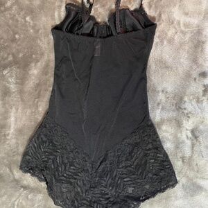 Roselle Black Sheer and hard Lace Body Suit Romper Girdle. Size M